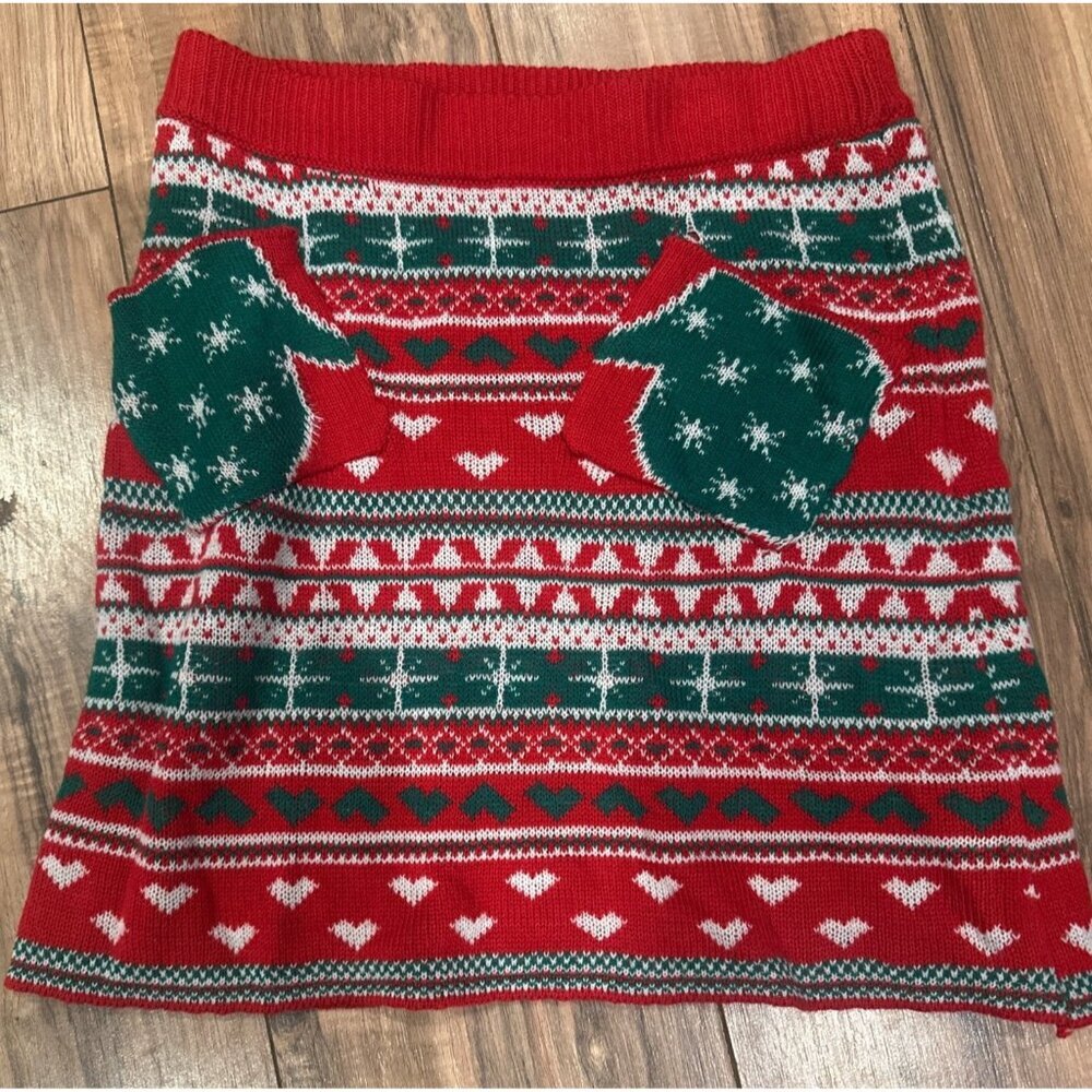 Festive Women’s Christmas Sweater Knit Mini Skirt Cozy Soft Holiday Wear Small